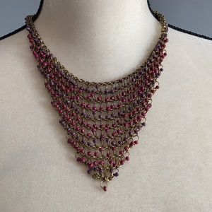 NWOT Chunky Beaded Tier Gold Necklace